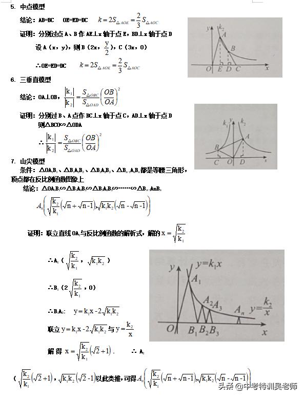 反比例函数知识点总结 比例系数k的几何意义和七大常考